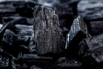 pieces of charcoal, charcoal mine, spot focus