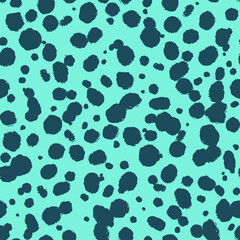 Vector cheetah skin seamless pattern. Trendy wild animal leopard spots, hand drawn blue texture for fashion print design, fabric, cover, wrapping paper, background, wallpaper