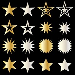 silver and gold metallic vector stars