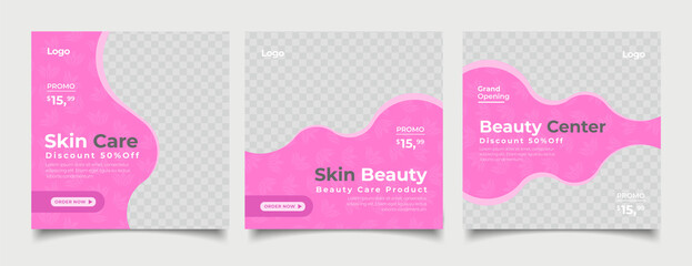 Beauty Center Makeup Social media post Banner Square Flyer Template Design