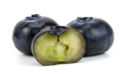 blueberries on white background