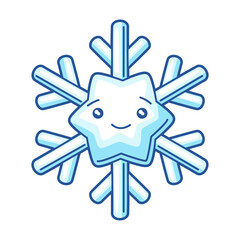 Obraz premium Illustration of cute kawaii snowflake. Funny seasonal child illustration.