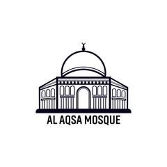 Al-Aqsa Mosque Mosque vector illustration symbol object. Flat icon style concept design