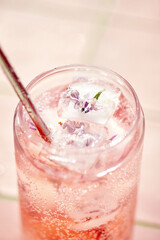 Refreshing summer alcoholic cocktail based on gin and tonic.