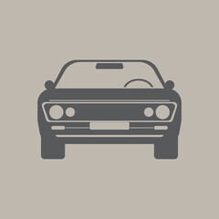 Muscle Classic or retro car front view. Flat and solid color vintage vector illustration.