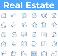 Real estate properties icon set