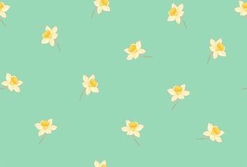 Narcissus seamless pattern. Flower. Botanical. Herbarium background