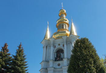 The bell tower in the Far Caves of the 18th century in the ensemble of the Kiev-Pechersk Lavra.