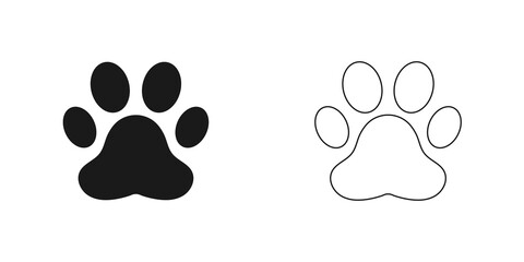 Animal paw icons set. Flat design. Vector illustration.