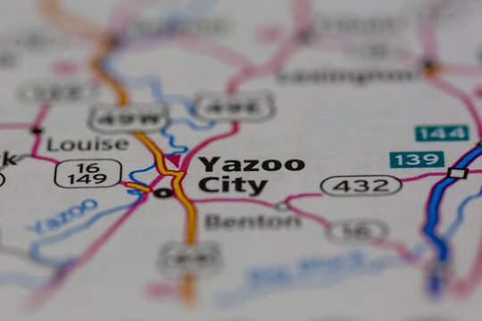 17-05-2021 Portsmouth, Hampshire, UK, yazoo city Mississippi USA shown on a Geography map or road map