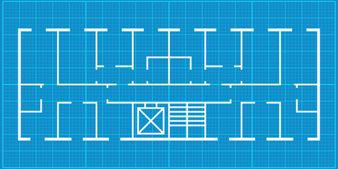 Blueprint house floor plan simple flat vector illustration.