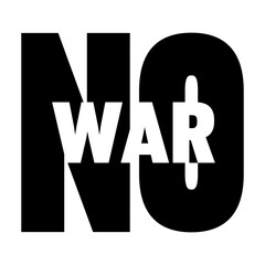 Logo Icon - No War. Monochrome Sign Peace Symbol. Fashion Typography for a Print T-shirt. Apparel, Greeting Invitation Card or Cover Flyer, Anti-war Poster Banner
