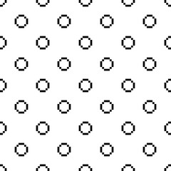 Black small pixel circles isolated on white background. Monochrome geometric seamless pattern. Vector simple flat graphic illustration. Texture.