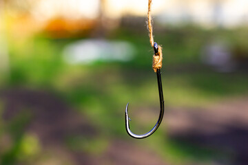 Large fishing hook. Fishing hook without bait.