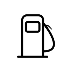 Gas station icon. Black contour linear silhouette. Front view. Vector simple flat graphic illustration. The isolated object on a white background. Isolate.