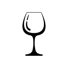 Wine glass icon. Black contour linear silhouette. Side view. Vector simple flat graphic illustration. The isolated object on a white background. Isolate.