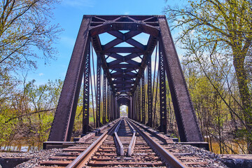 Empty Train Track Rustic Bridge