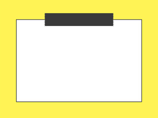 メモ用紙のフレーム素材、イラスト （マスキングテープ、モノクロ、黄色背景、横長ver）