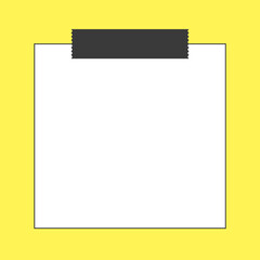 メモ用紙のフレーム素材、イラスト （マスキングテープ、モノクロ、黄色背景ver）