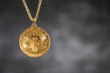 Fototapeta na wymiar Golden Bitcoins. New virtual money.