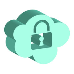 cloud computing security concept, padlock, vector illustration 