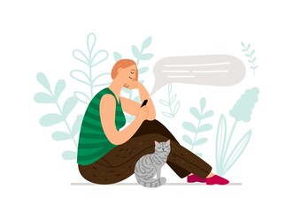 Online communication, girl chatting