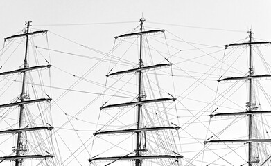 Masts and rigging of a sailing ship