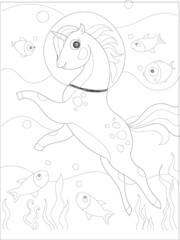 Obraz na płótnie Canvas unicorn coloring activity page