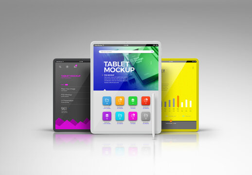 Tablet Mockup - Minimal, Editable Color, Front View