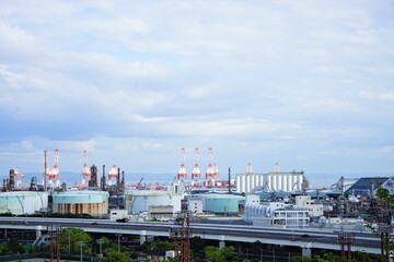 Aerial view oil refiner industry, Storage tank in refinery plant, Oil and Gads refinery factory - 製油所 工場
