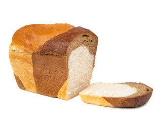 Double white brown bread tasty isolated on the white background