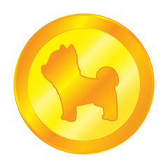 Dog gold coin icon symbol digital cryptocurrency
