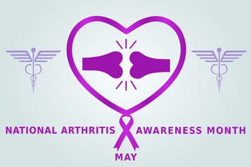 Obraz premium May national arthritis awareness month flat vector illustration. A health design for banner, poster, web. Protection, healthcare, prevention concept. 
