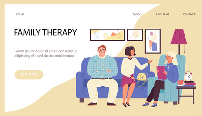 Vector web banner for family psychologist or psychotherapist