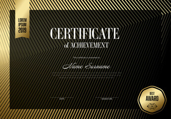 Golden Black Horizontal Certificate Layout