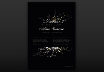 Condolence Card Layout with Floral Golden and White Elements
