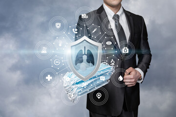 The concept of lung protection with masks.