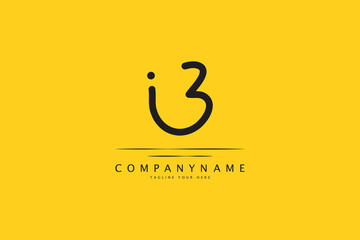 Fototapeta premium IB, I B Abstract initial monogram letter alphabet logo isolated on yellow background. Design Vector Illustration.