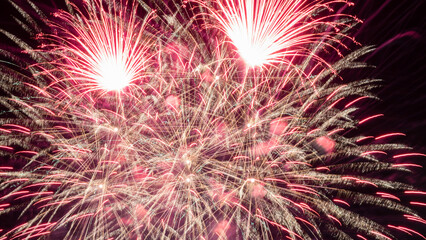 Long Exposure of Fireworks Against a Black Sky. A fireworks display against the night sky. Celebrate concept.