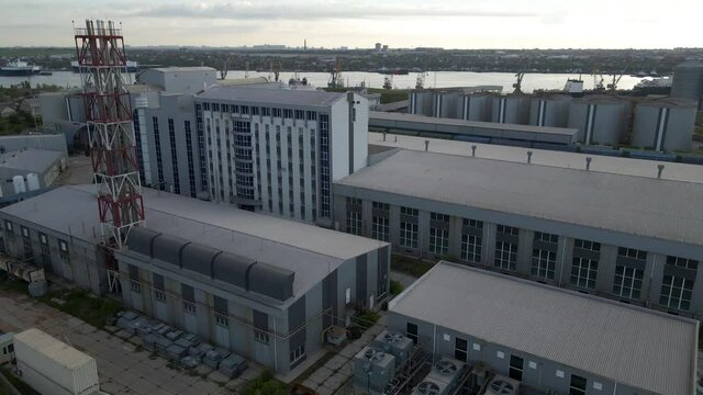large port factory industry smoke top view storage warehouse cargo loading