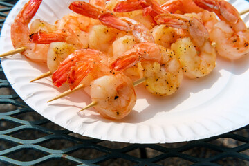 Shrimp Kebabs Paper Plate