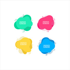 set of colorful fluid abstract geometric shapes with lines and dots for backdrops and banners.