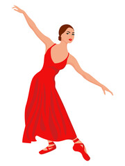 Ballerina in a long red dress