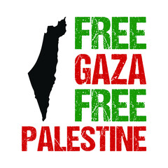 Free gaza free palestine - vector background, poster, slogan, t-shirt design. - obrazy, fototapety, plakaty