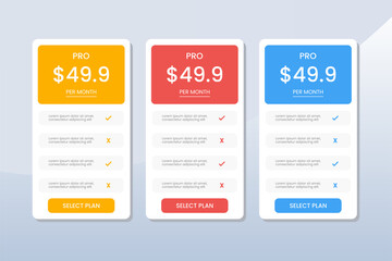 modern and professional pricing table  pricing list table template