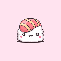 Nigiri sushi kawaii cartoon character vector illustration