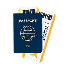 Passport and tickets. Vector illustration.