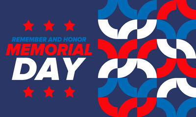 Memorial Day in United States. Remember and Honor. Federal holiday for remember and honor persons who have died while serving in the United States Armed Forces. Celebrated in May. Vector poster