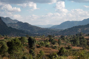 Naklejka premium Beautiful valley landscape in magical Myanmar