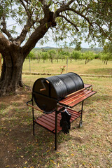 excellent portable barbecue made by hand in black.